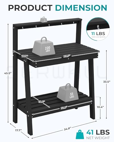 SERWALL 3-Tier Outdoor Potting Bench with Storage,Gardening Table - Image 3