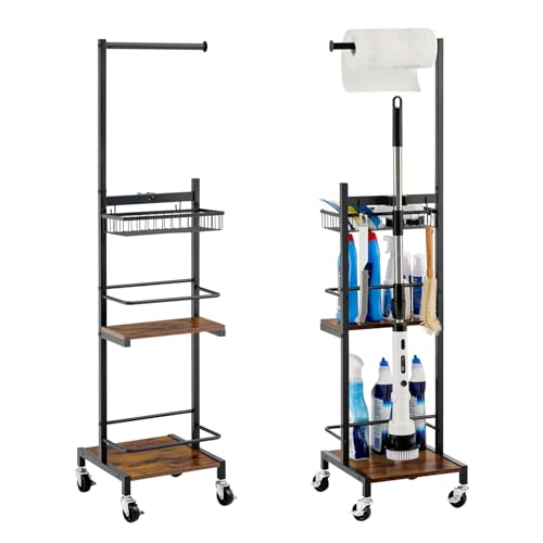 Cleaning Supplies Organizer, Narrow Cleaning Cart for Steam Mop - Image 2