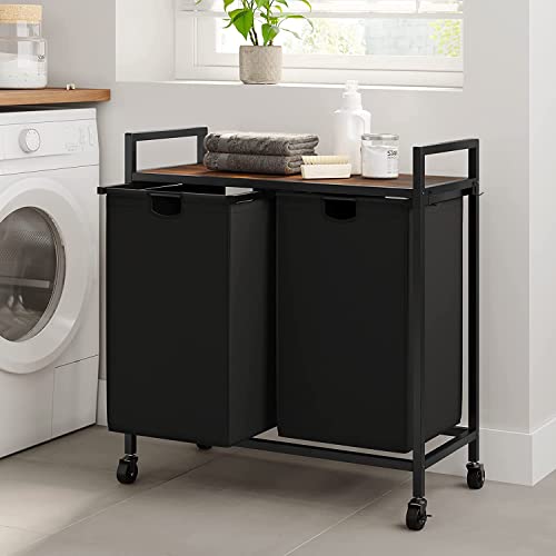WOWLIVE Double Laundry Hamper with Wheels, Rolling L | All Products - Image 4
