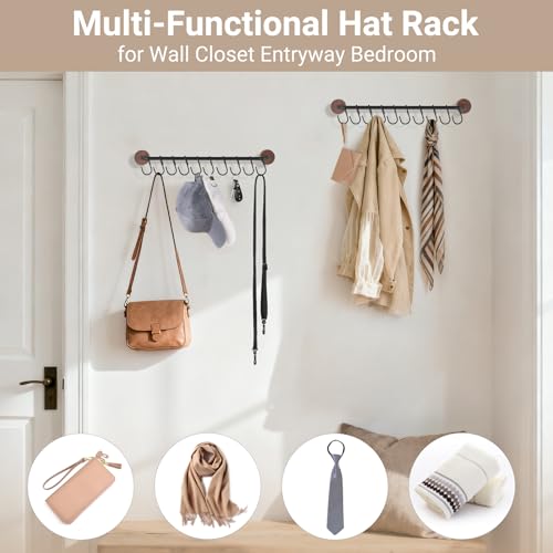 Mkono Hat Organizer, Metal Hat Rack for Wall Storage - Image 7