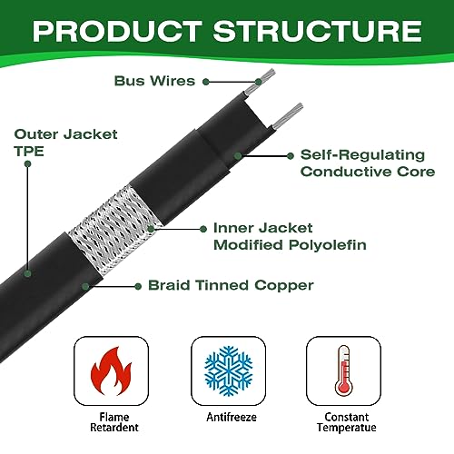 50FT Pipe Heating Cable for Pipe Freeze Protection Heat - Image 6