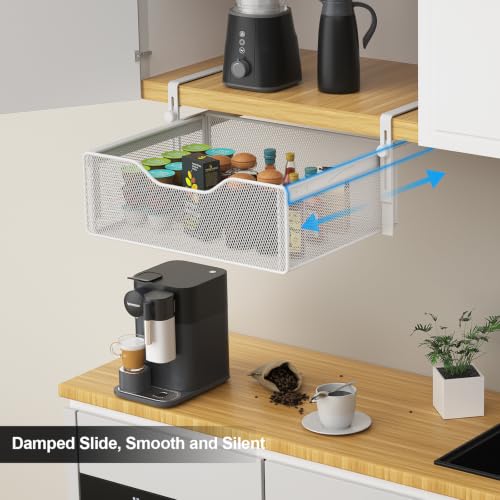 2Pack Under Shelf Basket Storage,Adjustable Hanging Arm,White - Image 4