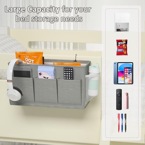 Bedside Caddy Storage Organizer for Bed Rails, Bed Caddy with 6 - Image 6