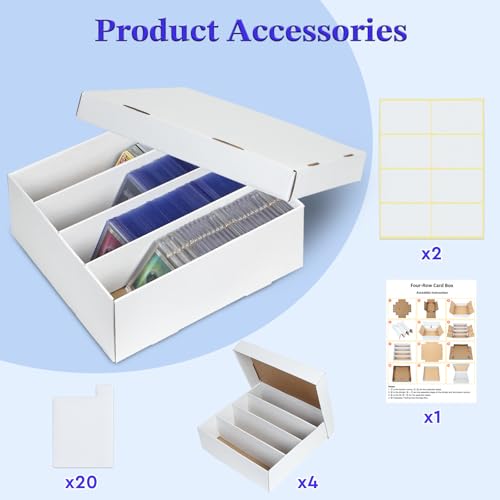 4 Pack Trading Card Storage Box - 4 Rows, Cardboard - Image 5