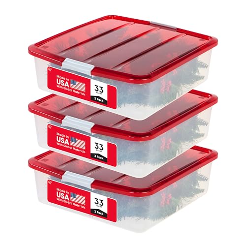 IRIS USA 33 Quart Christmas Wreath Storage Container Box - Image 2