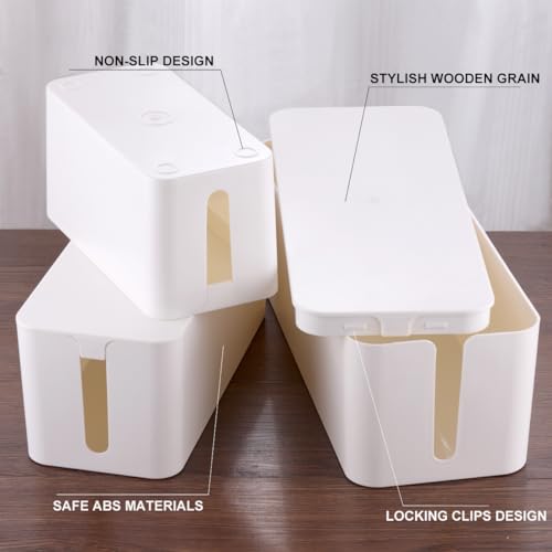 Tuwechen 3 Pack Cable Management Box, Cable Organizer Box to Hide - Image 4