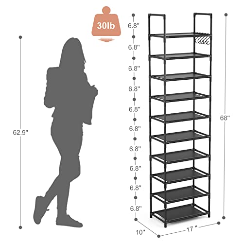 LANTEFUL 10 Tiers Tall Shoe Rack 20-25 Pairs Boots Organizer - Image 4