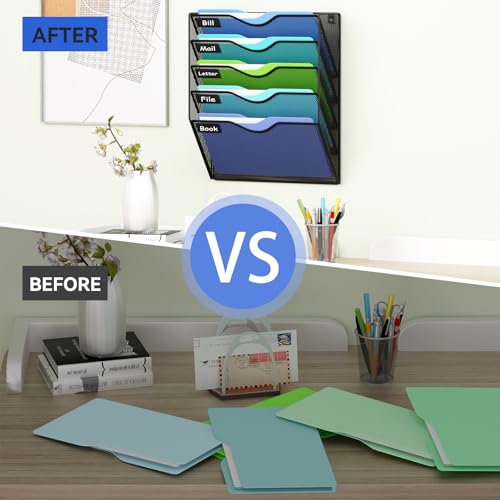 5 Pockets Hanging Wall File Organizer Mail Holder, W | All Products - Image 6