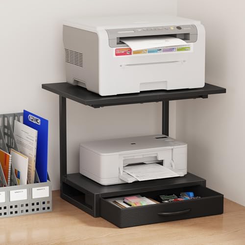 YAOHUOO 2-Tier Desktop Printer Stand with Fabric | Home Organization - Image 2