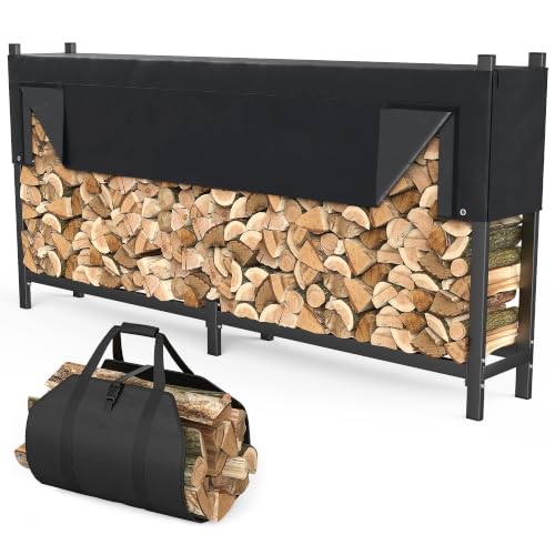 TORACK Heavy Duty 96 in/8 ft Firewood Rack with 600D Cover - Image 2