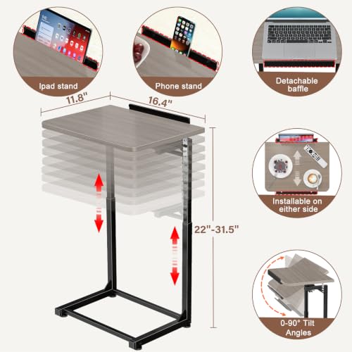 Upgrade Tv Tray Table, 8-Level Adjustable Height Couch Side Table - Image 3