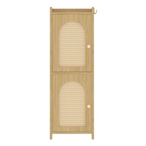 Rattan Bathroom Small Storage Cabinet with 2 Doors | Home Organization - Image 8