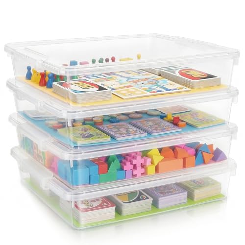 4 Pack Board Game Storage, Large Plastic Storage Bins - Image 2