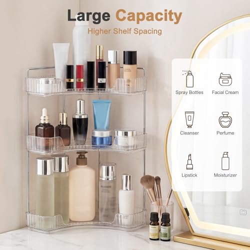Goderewild Corner Bathroom Counter Organizer, 3-Tier Vanity Tray - Image 4