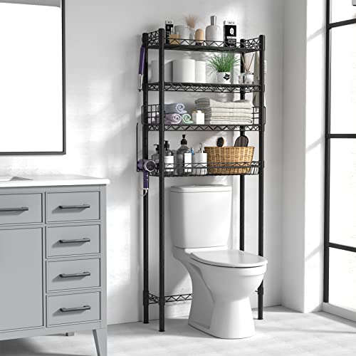 Hodonas Over Toilet Bathroom Organizer, Black - Image 3