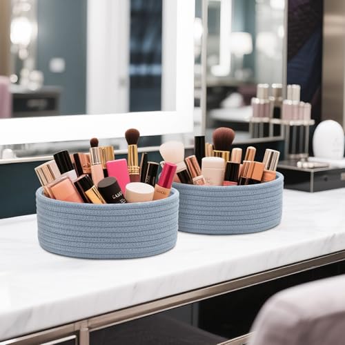 Small Shelf Storage Baskets for Organizing, 6 Pack Round Cotton - Image 6