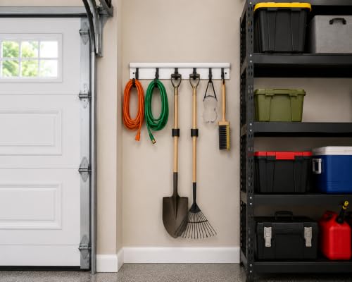 18-Inch Wall-Mounted Storage System with Adjustable Hooks - Image 7