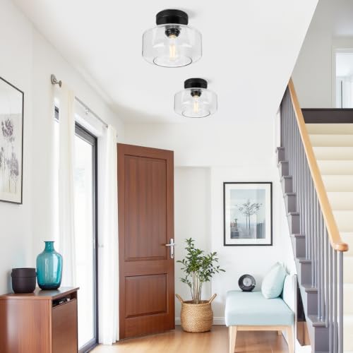 Lynnoland Industrial Farmhouse Semi Flush Mount Ceiling Light - Image 7