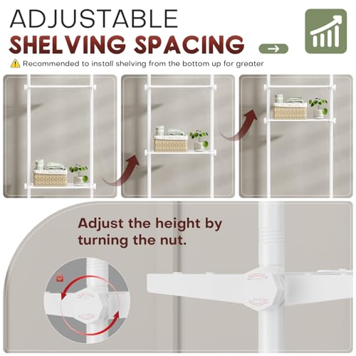 Over The Toilet Storage Shelf, 64-124inch(H) 15-27inch(W), White - Image 4