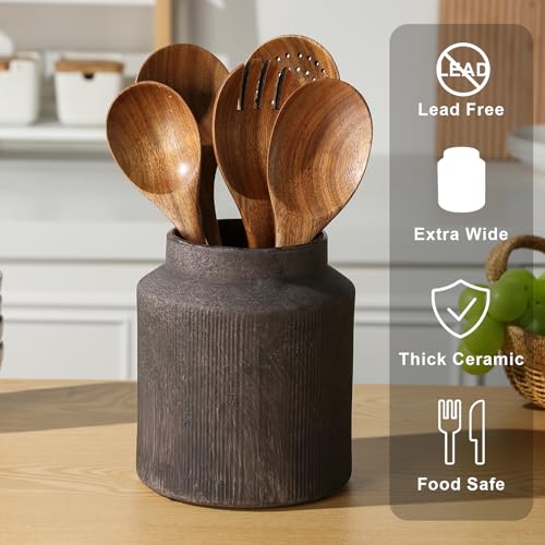 Farmhouse Ceramic Farmhouse Kitchen Utensil Holder - Image 4