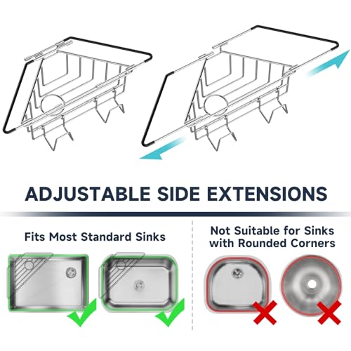 NiHome Adjustable Corner Caddy, Sponge Holder for Kitchen Sink - Image 3