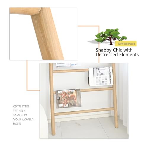 FUIN Blanket Ladder, 38in Wide Solid Wood Rustic Decor Rack - Image 6