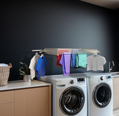 MODERN-X Wall Mounted Clothes Drying Rack Foldable w/ 2 - Image 3