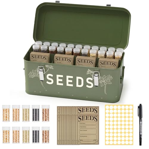 Metal Seed Storage Organizer Box with 30 Bottles, 4-Compartment - Image 2
