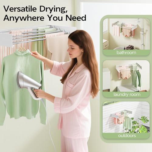 Wall Mounted Clothes Drying Rack 32", Foldable Wall Laundry Rack - Image 6