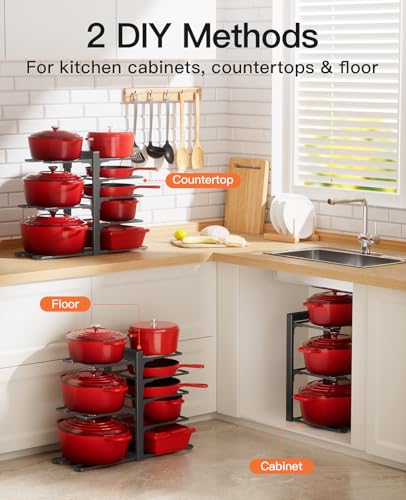 ORDORA Pots and Pans Organizer Under Cabinet 15.8", 8-Tier - Image 4