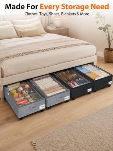 punemi 10" Tall 75L Under Bed Storage Bins with Wheels - Image 6