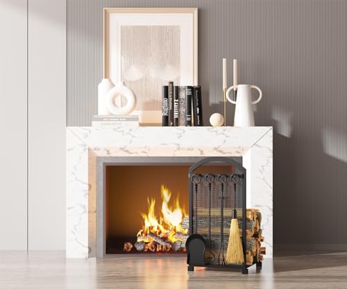 Lizh Metalwork Fireplace Log Holder with Fireplace Tools - Image 7
