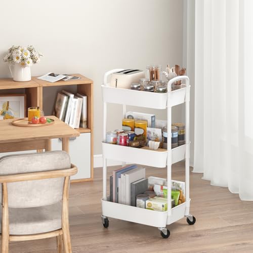 Sywhitta 3-Tier Plastic Rolling Utility Cart with Wheels - Image 4