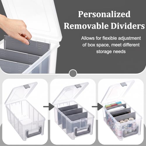 BTSKY Clear Plastic Dividing Storage Box with 4 Deep Compartment - Image 5