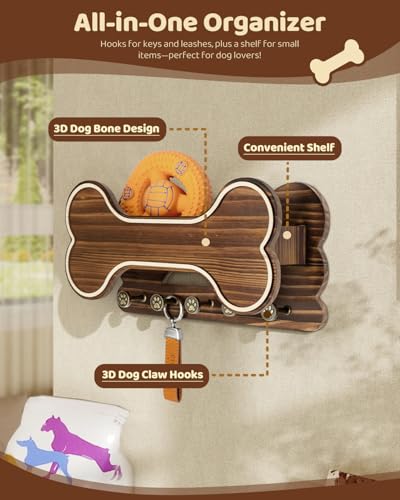 MTERSN Dog Leash Holder for Wall with Key Hooks for Dog - Image 5