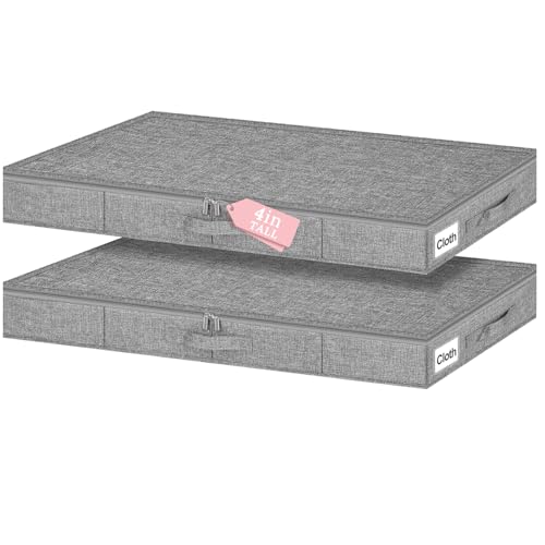 4-In Low Profile Under Bed Storage, Rigid Structure, 2 Pack, Gray - Image 2