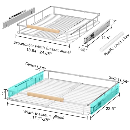 2Pack Expandable Pull Out Cabinet Organizer, 17.1"-2 | Pull Out Organi - Image 3