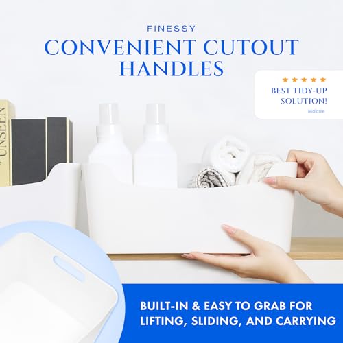 FINESSY White Plastic Storage Bins for Pantry with Handle 2 Pack - Image 6