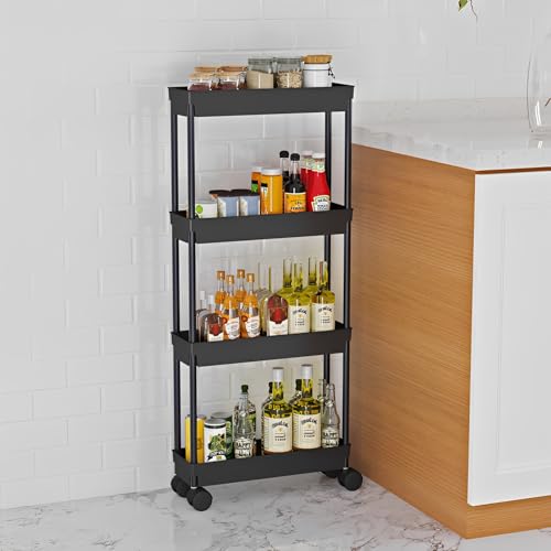 Sooyee 4 Tier Slim Storage Cart, Black - Image 6