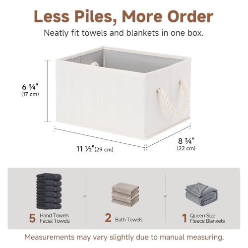 StorageWorks Closet Storage Bins with Rope Handles, Ivory White - Image 4