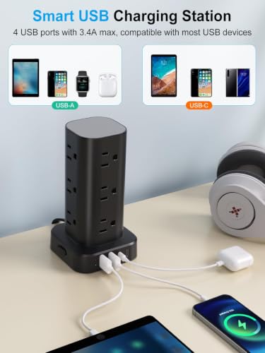 6FT Power Strip Tower Surge Protector, 12 Wide Space | All Products - Image 4