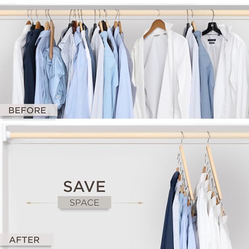 Space Saving Hangers for Closet – 4 Pack European Beechwood - Image 4
