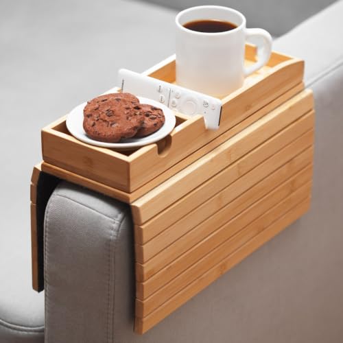 Bamboo Sofa Arm Tray with Strong Magnets – Stable Wood - Image 3