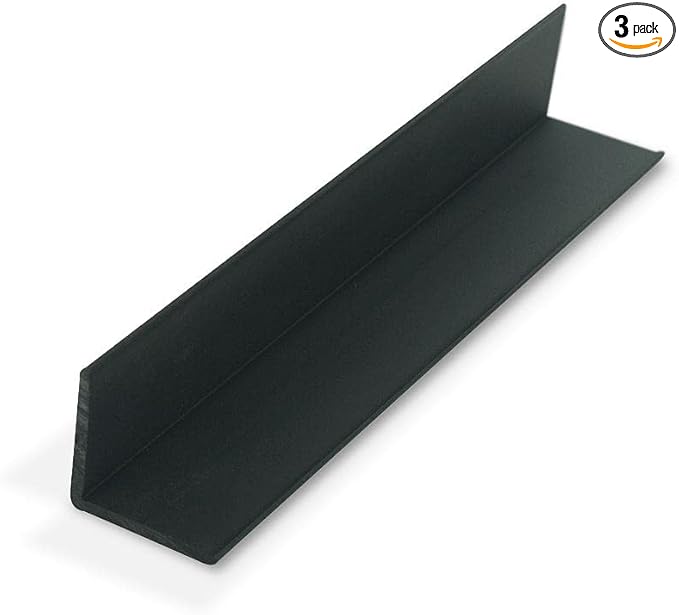 Outwater Plastics 1937-Bk Black 1-1/4 Inch X 1-1/4 X 7/64 (.109) Inch Thick Angle Plastic Even Leg Angle Moulding 48 Inch Lengths (Pack of 3)