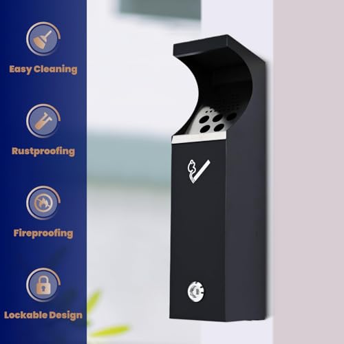 Commercial Outdoor Trash Can, Wall Mounted Receptacle - Image 7