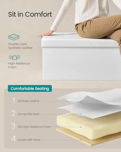 SONGMICS Storage Ottoman Bench, 30 Inches Folding Foot Rest Stool - Image 5