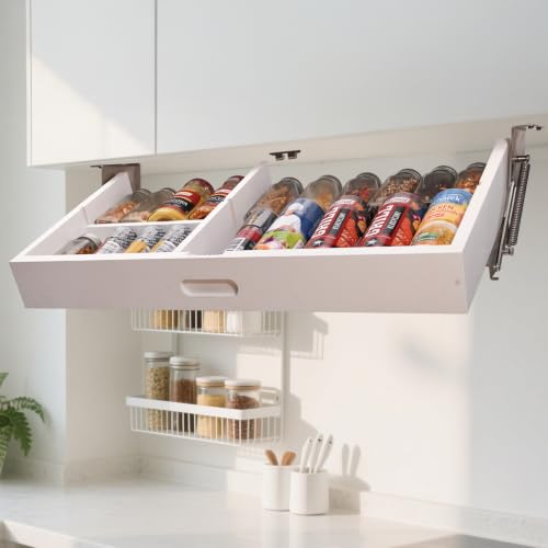 Pull Down Under Cabinet Spice Rack, Kitchen Storage Organizer - Image 2