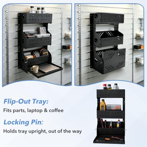 3-Tier Wall-Mounted Storage Cabinet with Flip-Down Work - Image 6