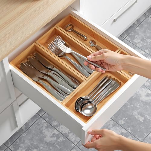 Bamboo Drawer Organizer Boxes, 5 PCS Junk Drawer Organizer - Image 5