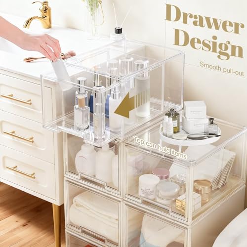 AZ.MIFENO Large Clear Stackable Storage Drawers, Pull-Out Drawer - Image 3